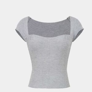 Gray Ribbed Women's Top